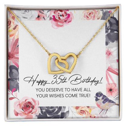 Happy 35Th Birthday Interlocking Hearts Necklace Message Card