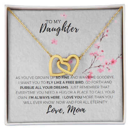 To My Daughter -I Love You Interlocking Hearts Necklace