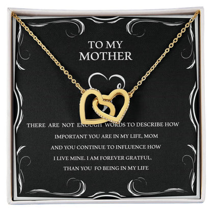 To My Mother - Two Hearts Interlocking Hearts Necklace