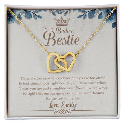 To My Badass Bestie Necklace Friendship Jewelry Gift Gift For Bestfriend Birthday Anniversary Gift Interlocking Hearts Necklace
