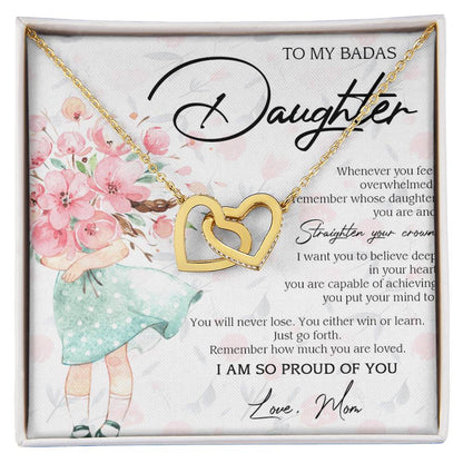 To My Badass Daughter Necklace From Mom Badass Daughter Jewelry Daughter Necklace From Mom Daughter Necklace Personalized Daughter Necklace Interlocking Hearts Necklace