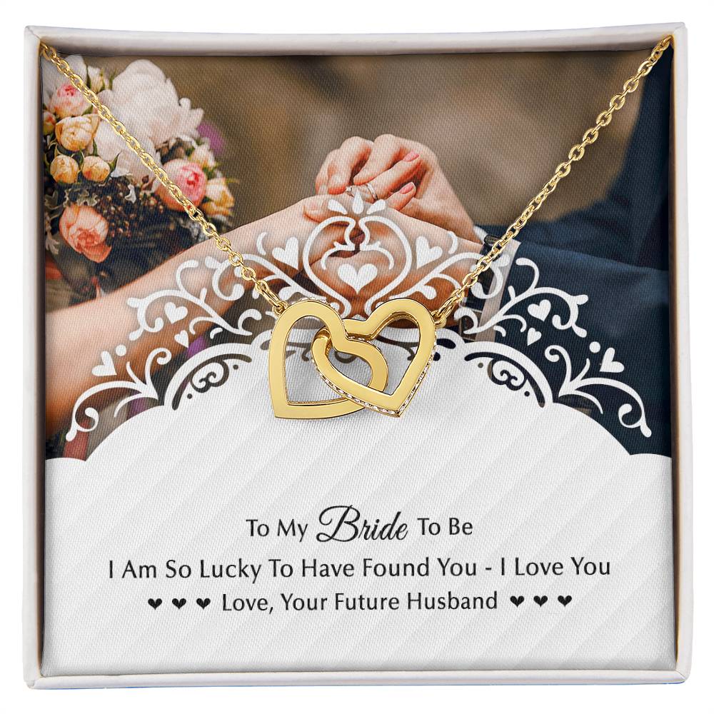 To My Bride To Be . Gift For Fiancee Interlocking Hearts Necklace
