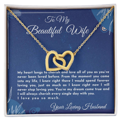 Gift For Wife My Heart Longs To Cherish And Love Interlocking Hearts Necklace