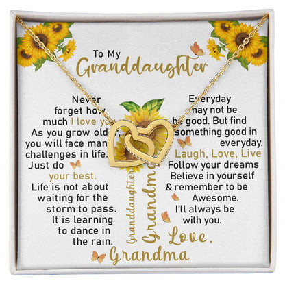 To My Granddaughter - Interlocking Hearts Necklace