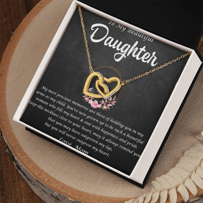 To My Beautiful Daughter Interlocking Hearts Necklace Message Card