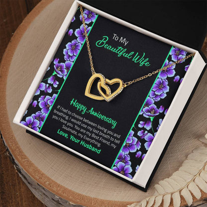 Happy Anniversary Interlocking Hearts Necklace