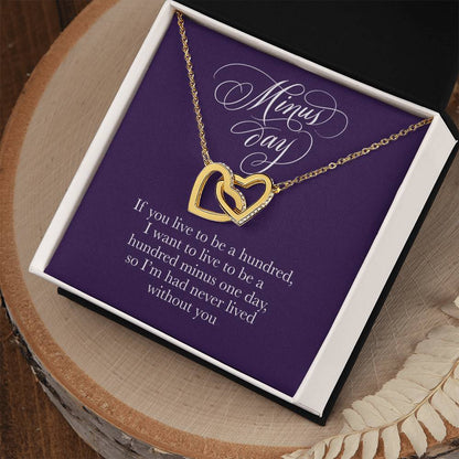 Necklace With Romantic Card -Valentines Day Anniversary Birthday Gift For Her Interlocking Hearts Necklace