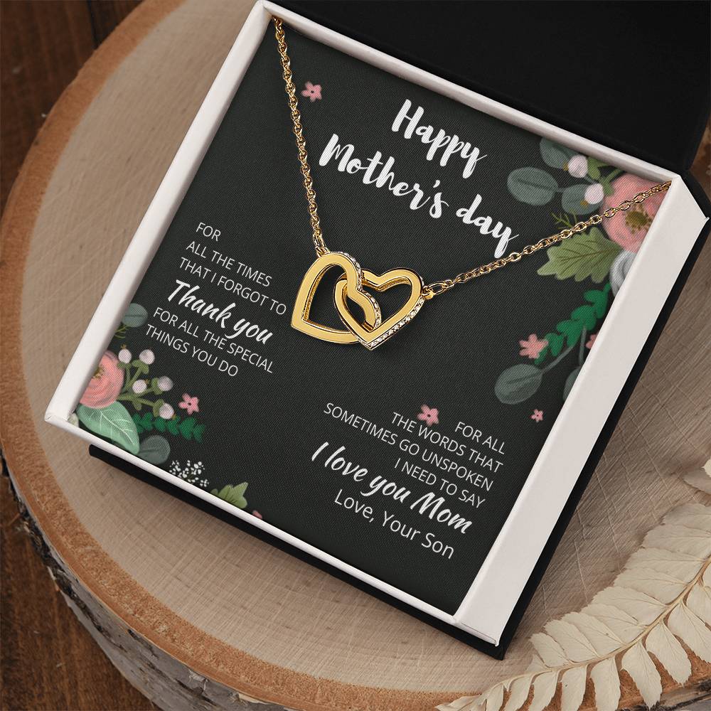 To My Mom - I Love You Forever - Necklace Interlocking Hearts Necklace