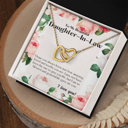 To My Bonus Daughter Bonus Daughter Gift Daughter In Law Gift Daughter In Law Birthday Gift Daugther In Law Interlocking Hearts Necklace