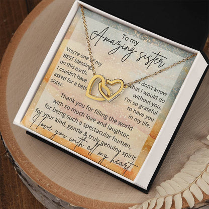 Sister Love Necklace Birthday Interlocking Hearts Necklace
