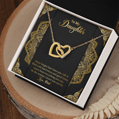 Never Forget That I Love You. Necklace. Two Hearts. Interlocking Hearts Necklace