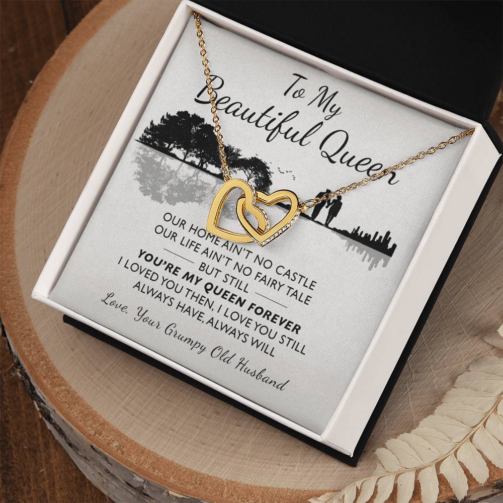 To My Beautiful Queen Interlocking Hearts Necklace