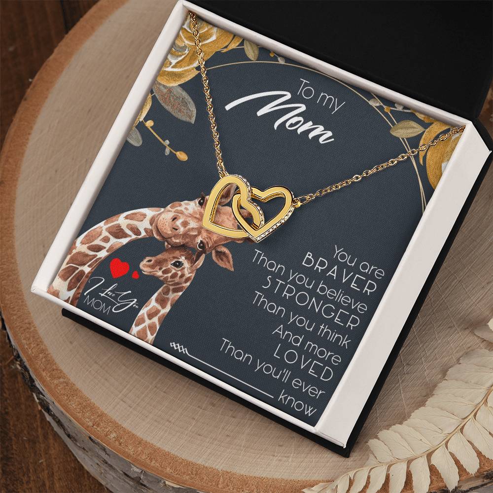To My Mom Interlocking Hearts Necklace Message Card