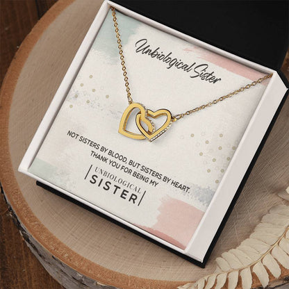 Unbiological Sister - Sisters By Heart Interlocking Hearts Necklace