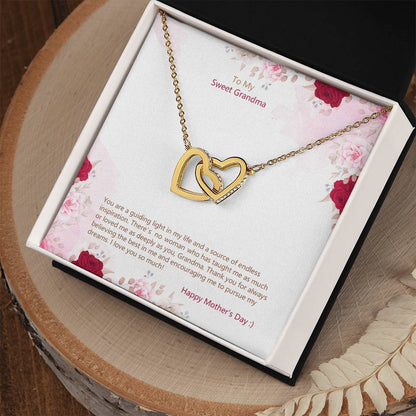 Mothers Day Gift For Grandmom Or Grandma -Two Hearts Necklace! Interlocking Hearts Necklace