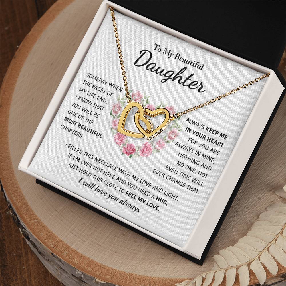 My Beautiful Daughter - Keep Me In Your Heart - Interlocking Hearts Necklace