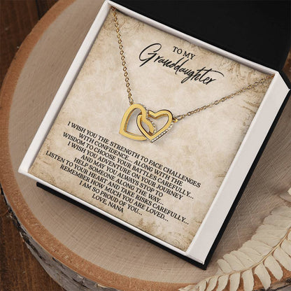 To My Granddaughter - Love Nana - Interlocking Heart Necklace Interlocking Hearts Necklace
