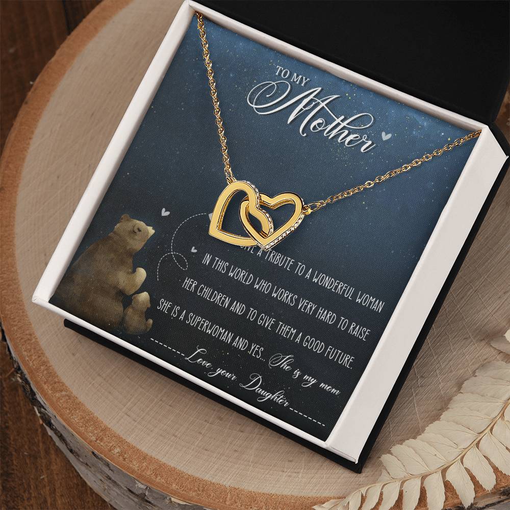 Mother Interlocking Hearts Necklace Message Card
