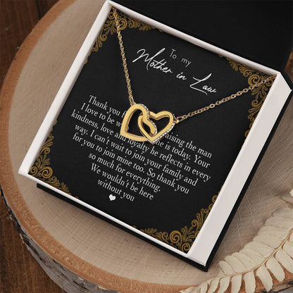 To My Mother In Law Thank You For Raising The Man I Love Heart Necklace Interlocking Hearts Necklace