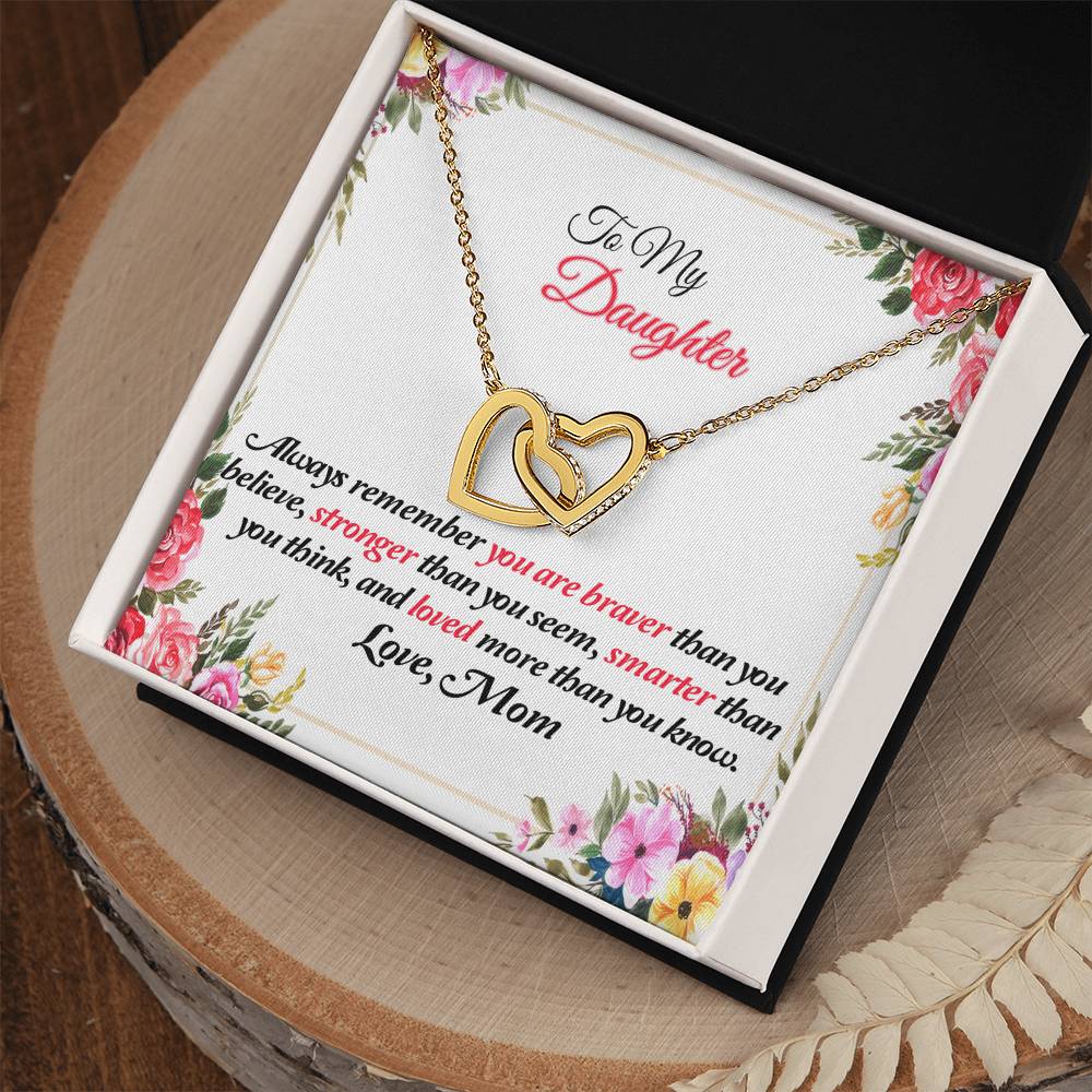 To My Daughter Joined Hearts Pendant Necklace Interlocking Hearts Necklace