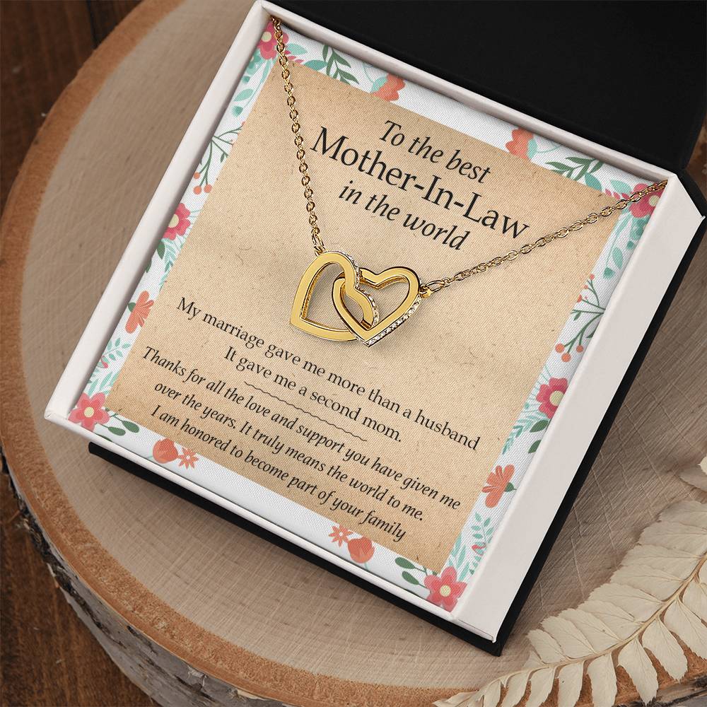 Gift For Mother-In-Law - My Marriage Gave Me A Second Mom - Interlocking Interlocking Hearts Necklace