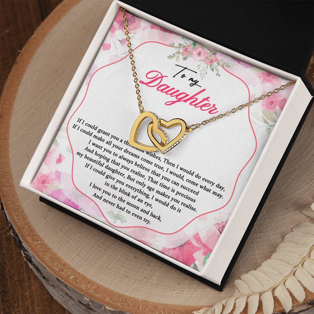 To My Daughter Necklace Wishes For My Daughter Poem Interlocking Hearts Necklace