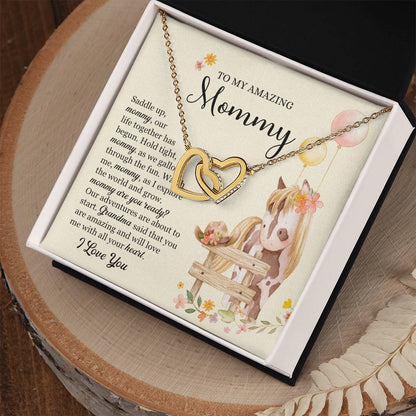 Saddle Up Amazing Mommy Necklace Interlocking Hearts Necklace
