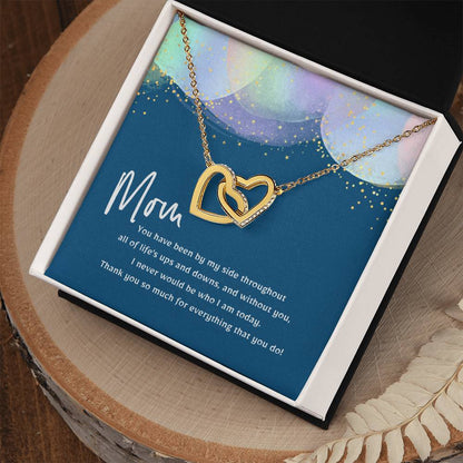 Thank You Mom Interlocking Hearts Necklace