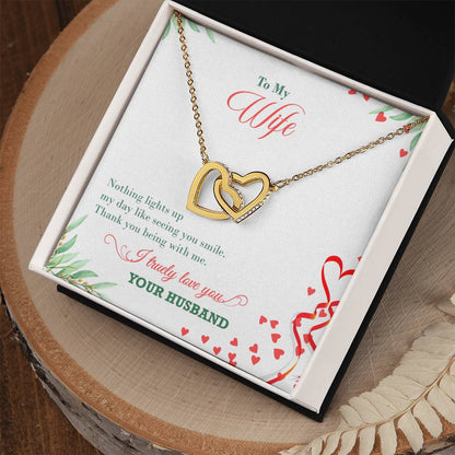 Love To My Wife - Interlocking Hearts Necklace With On Demand Message Card