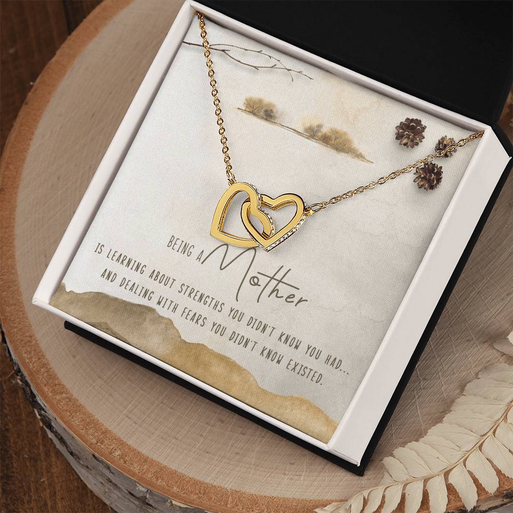 Being A Mother Interlocking Hearts Necklace Message Card