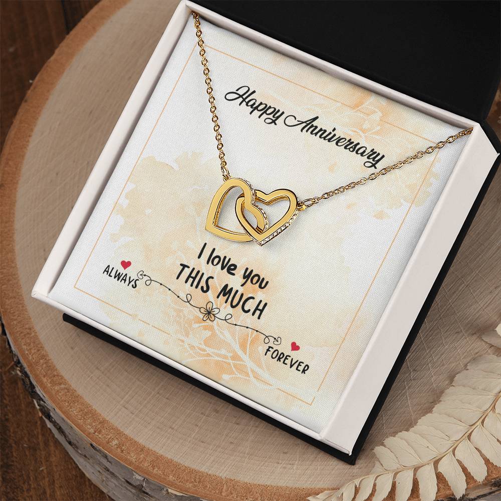 Happy Anniversary - Forever Love Double Love Silver Necklace For Wife Husband Girlfriend Boyfriend Significant Other So. Interlocking Hearts Necklace