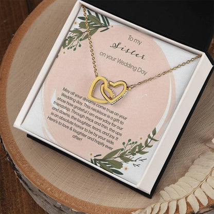 To My Sister On Your Wedding Day Interlocking Hearts Necklace