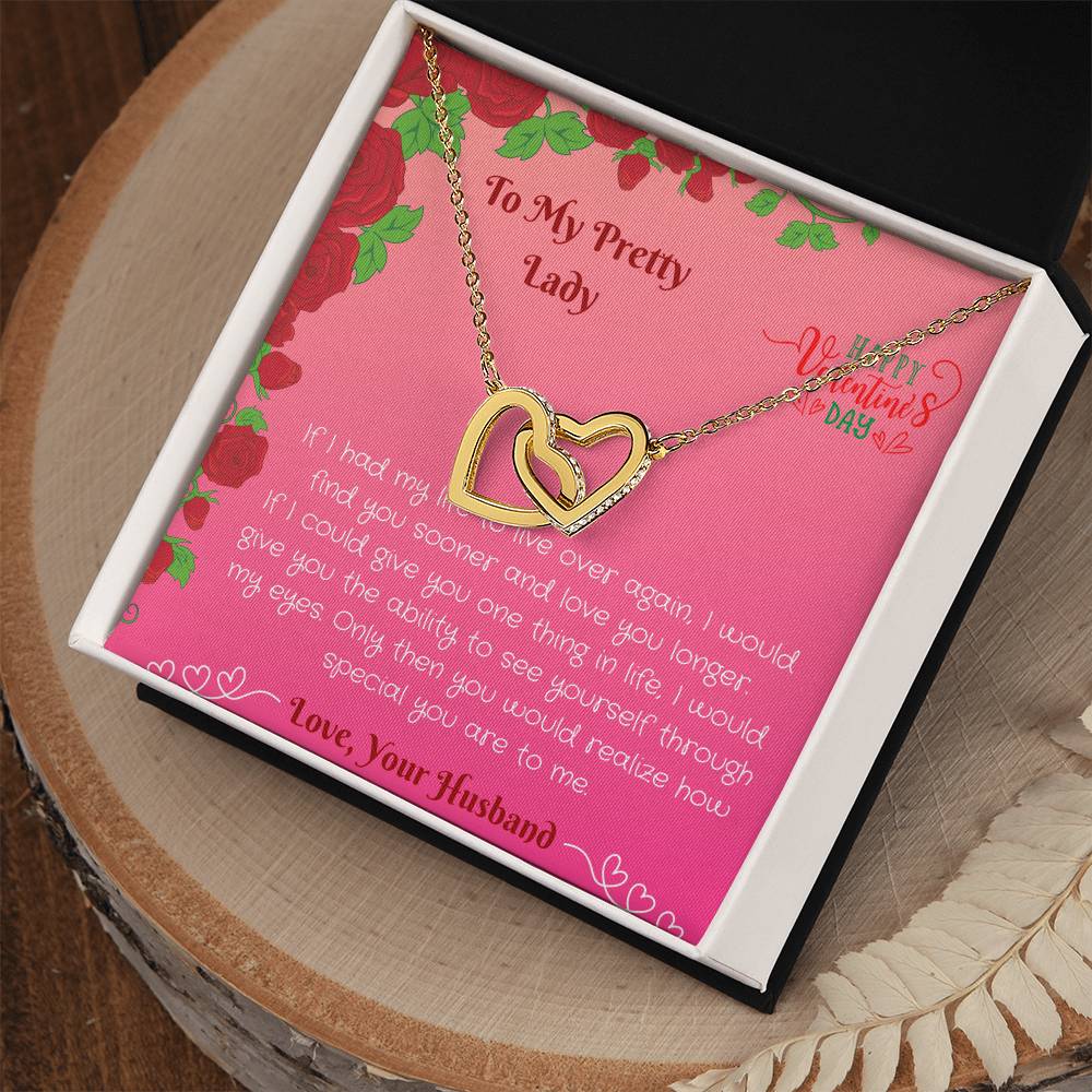 To My Preety Lady- You Are Special To Me Interlocking Hearts Necklace