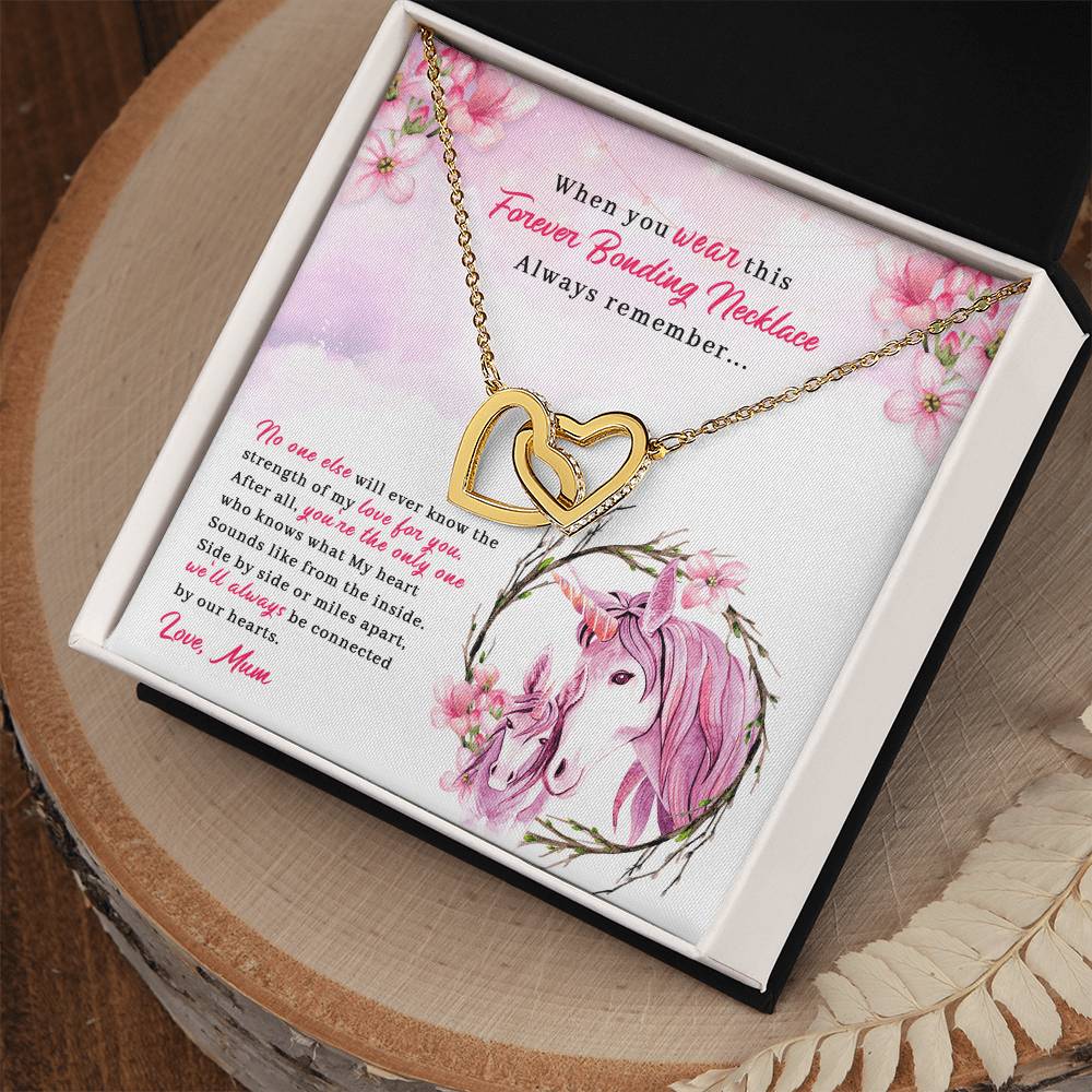 To My Daughter - Unique Heart Bonding Necklace Gift Set Interlocking Hearts Necklace