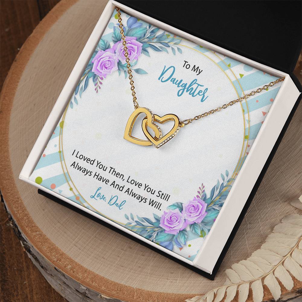 To My Daughter From Dad Interlocking Hearts Necklace