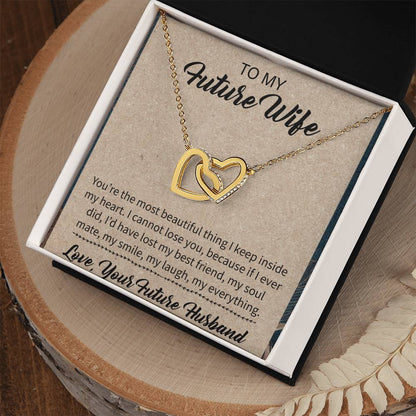 To My Future Wife Interlocking Hearts Necklace Message Card
