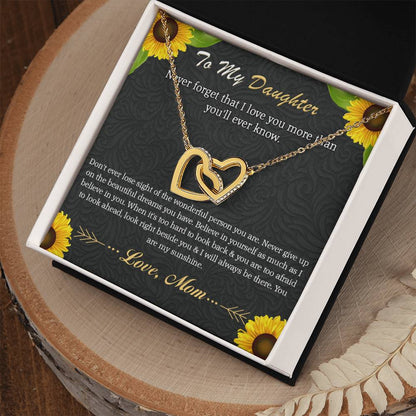 To My Daughter - Never Forget That I Love You More Than You'Ll Ever Know Interlocking Hearts Necklace