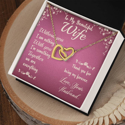 Interlocking Hearts Necklace - To My Beautiful Wife