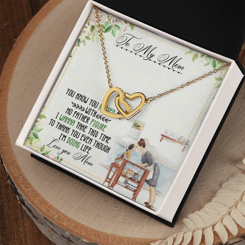 To My Mom Interlocking Hearts Necklace Message Card