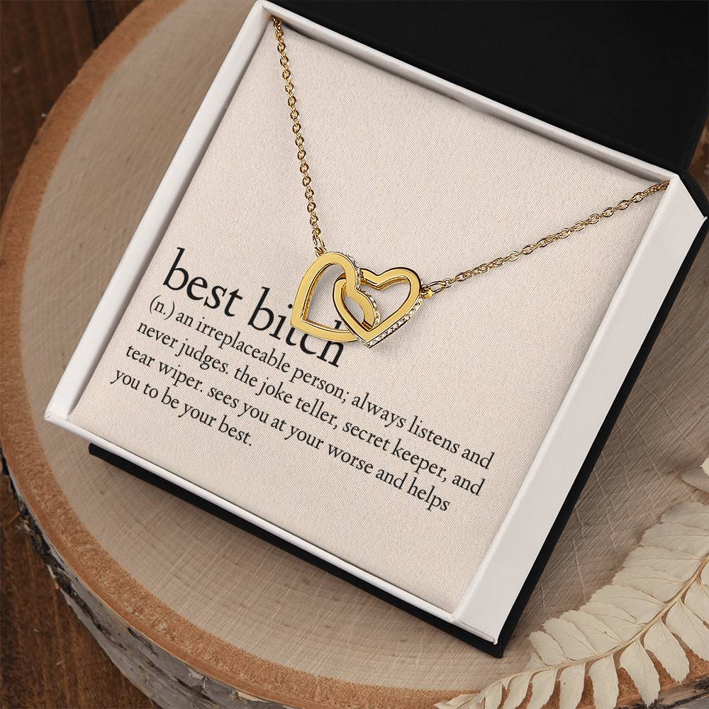 Definition Of A Best Bitch Interlocking Hearts Necklace