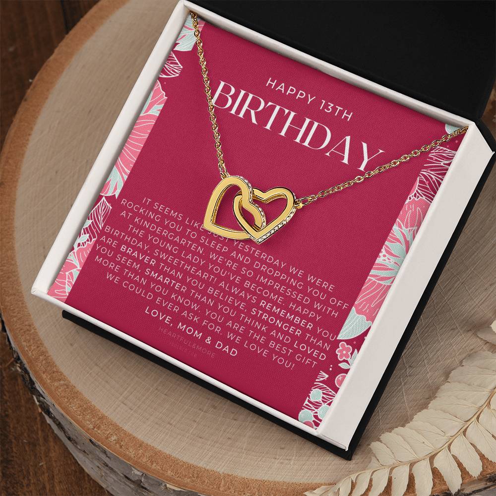 Gift For 13 Year Old Girl Gifts 13Th Birthday Girl 13Th Birthday Gift Thirteenth Birthday Necklace Teen Birthday Gift Official Teenager Interlocking Hearts Necklace