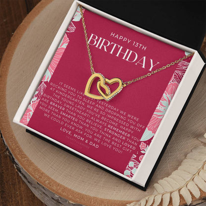 Gift For 13 Year Old Girl Gifts 13Th Birthday Girl 13Th Birthday Gift Thirteenth Birthday Necklace Teen Birthday Gift Official Teenager Interlocking Hearts Necklace