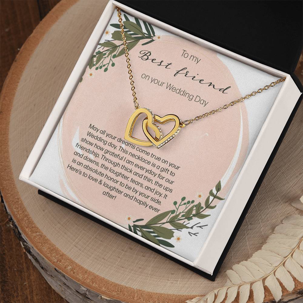 To My Bestfriend On Her Wedding Day - Leaf Interlocking Hearts Necklace