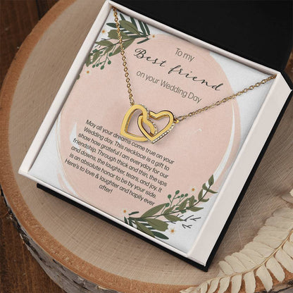 To My Bestfriend On Her Wedding Day - Leaf Interlocking Hearts Necklace