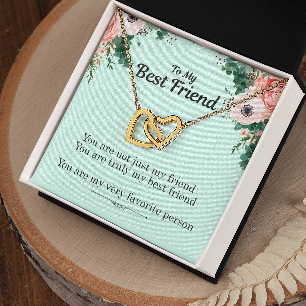 To My Best Friend - My Favorite Person Interlocking Hearts Necklace