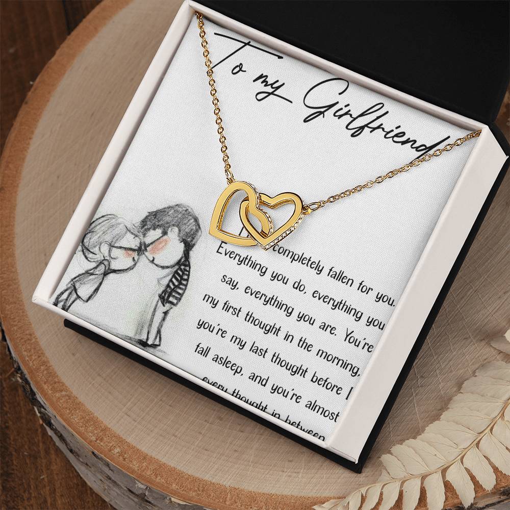 To My Girlfriend Interlocking Hearts Necklace Message Card