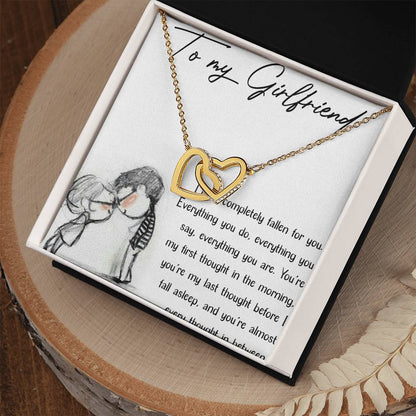 To My Girlfriend Interlocking Hearts Necklace Message Card