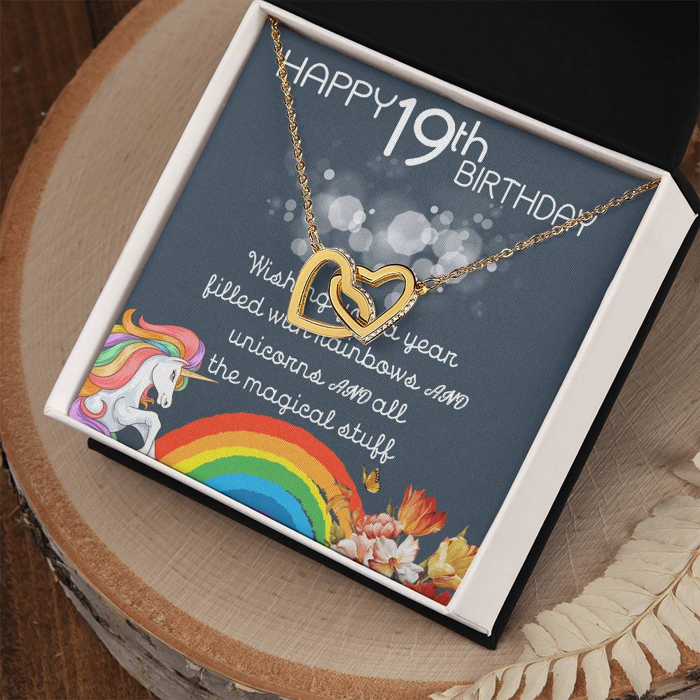 19Th Birthday Necklace Gifts For Girls Cute Unicorn 19 Years Old Girl Jewelry Gift For Daughter Niece Interlocking Necklace Xu246Il12 Interlocking Hearts Necklace