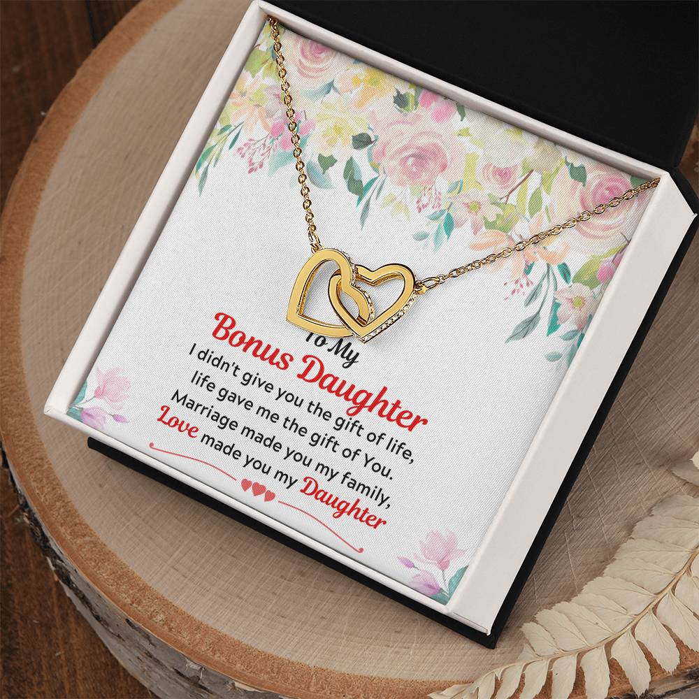 To My Bonus Daughter Interlocking Hearts Necklace