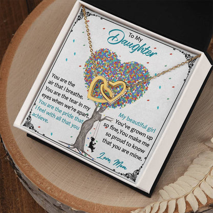 Love Always Comes From The Heart - To My Daughter Luxe Interlocking Heart Necklace Gift Set Interlocking Hearts Necklace